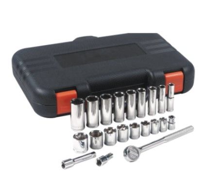 22 Piece Standard and Deep Socket Sets, 3/8 in, 6 Point