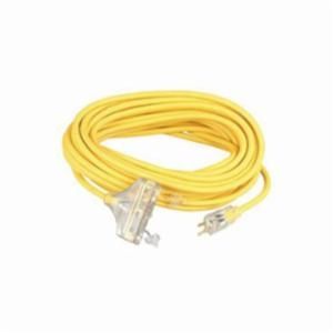 12/3 100' SJTW TRI-SOURCE YELLOW EXTENSION CORD WITH LIGHTED END