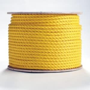 1/4" DIAMETER 3 STRAND TWISTED YELLOW POLYPROPYLENE ROPE - 600 FT