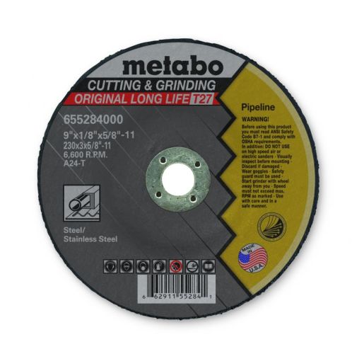 Metabo Cutting& Grinding, 9" X 1/8" X 5/8"-11, Type 27 A24T