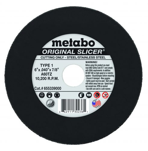 METABO ORIGINAL SLICER 6" X .045" X 7/8" A60TZ SLICER WHEEL