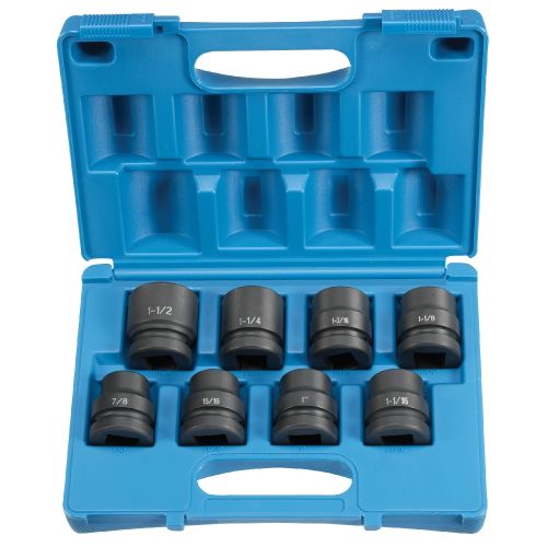 1" DRIVE, STANDARD LENGTH 8 PIECE FRACTIONAL IMPACT SOCKET SET