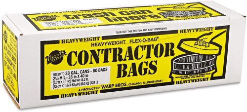 Warp Brothers HB3360 Heavyweight 33gal Contractor Bags, 33" x 40", 2.50mil, Black