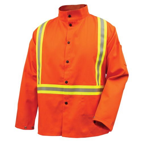 LARGE, Safety Welding Jacket with FR Triple Trim Tape, Orange 90Z