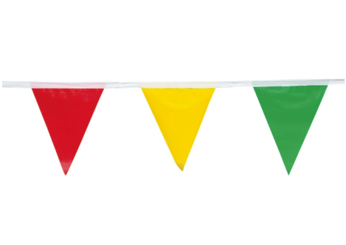 Pennant Flag, 9 in x 12 in, 100 ft Long, Polyethylene, Multi-Color