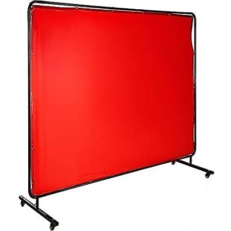 6' X 6' RED WELD CURTAIN WITH FRAME
