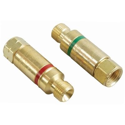 WESTERN FA-10 BRASS OXYGEN / FUEL GAS FLASHBACK ARRESTOR SET, 9/16-18 HOSE x 9/16-18 TORCH 