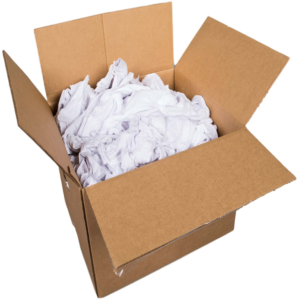 Standard White T-Shirt Rags - 50 lb box S-18731 - Uline